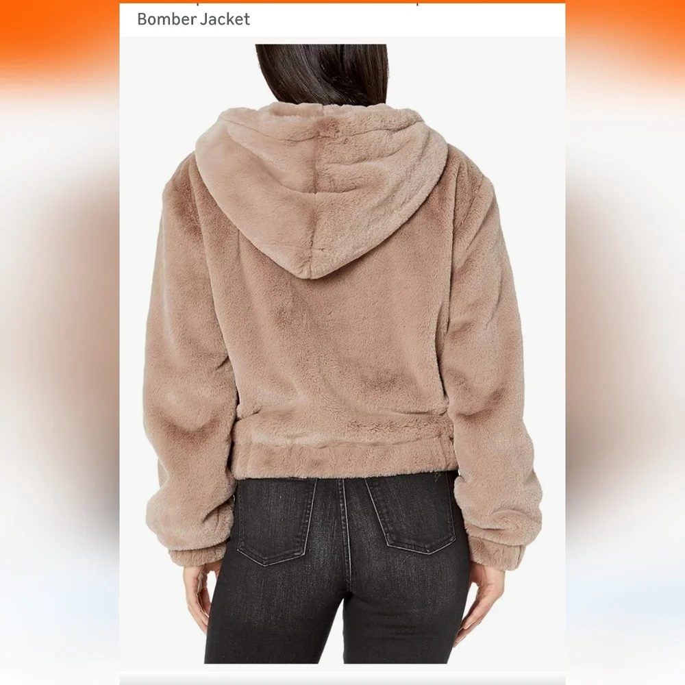 Faux Fur Zip Front Bomber Jacket - Picture 3 of 5